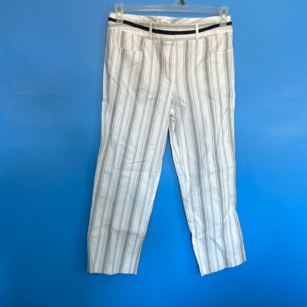Talbots Size 8 Women’s Pants White Black Stripe Stretch Fit